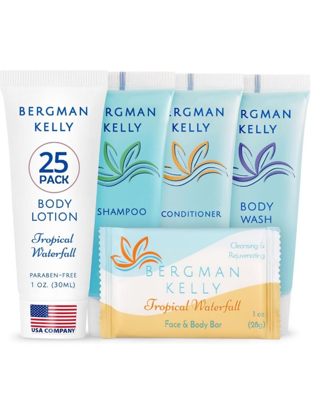 125 Pcs Bulk Hotel Soap & Toiletries Set, Tropical Waterfall Scent, 1 oz Each
